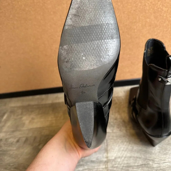 Sam Edelman Suzette Western Square Toe Black Patent Leather Boot Size 7.5 - Picture 7 of 8